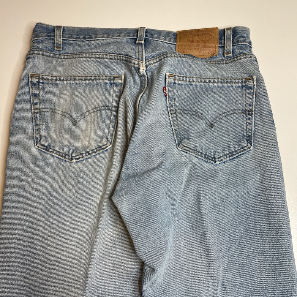 Vintage 90’s Levis 505 Faded Light Wash Jeans Red Tab Made In USA 34x30 Casual - Picture 5 of 8